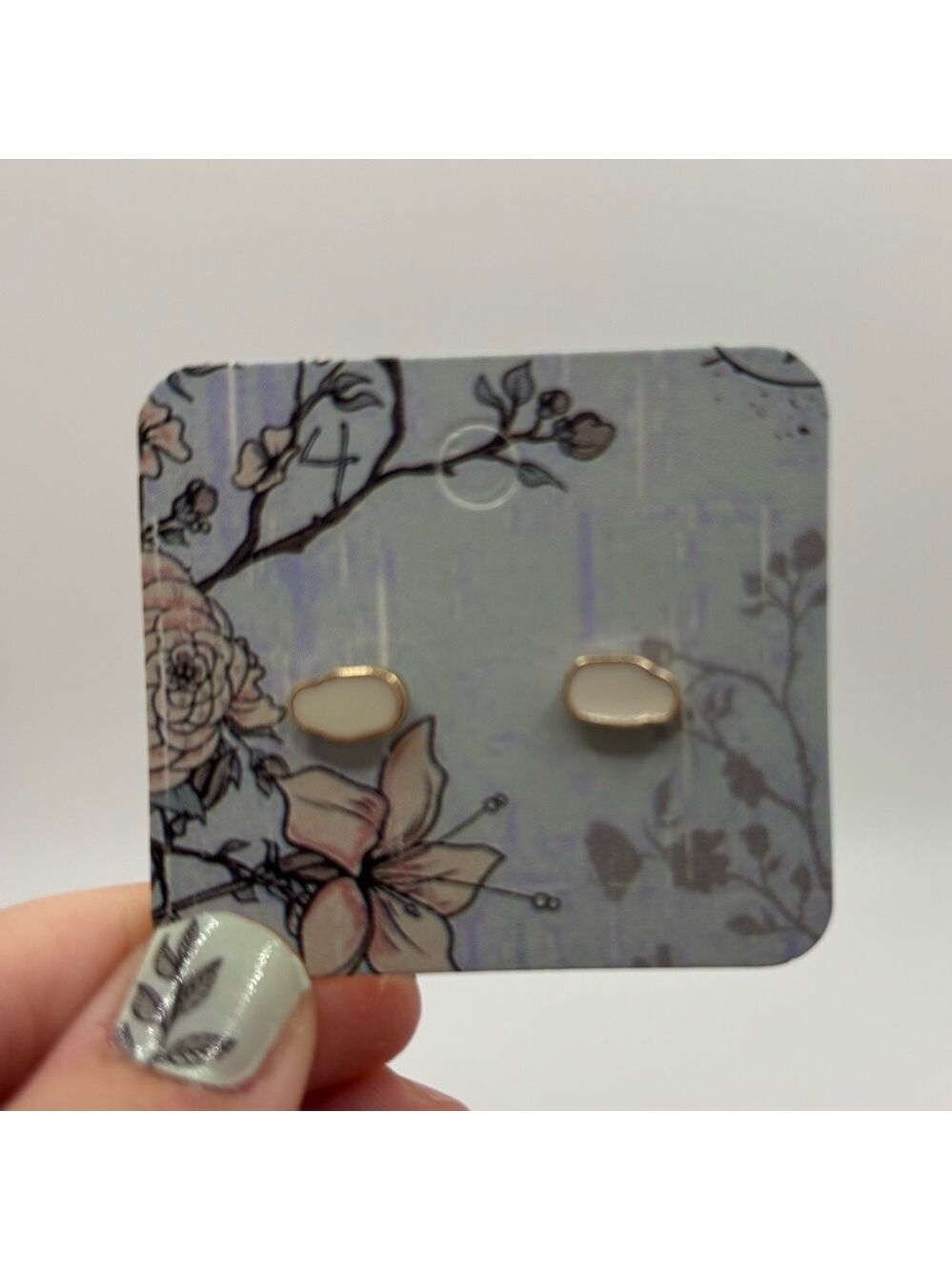 Gold Cream Stud Earrings
